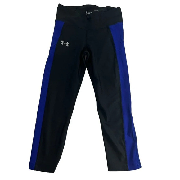 UNDER‎ Armour Pants Womens Compression Heat Gear Leggings Size Small Black Blue - Picture 1 of 7
